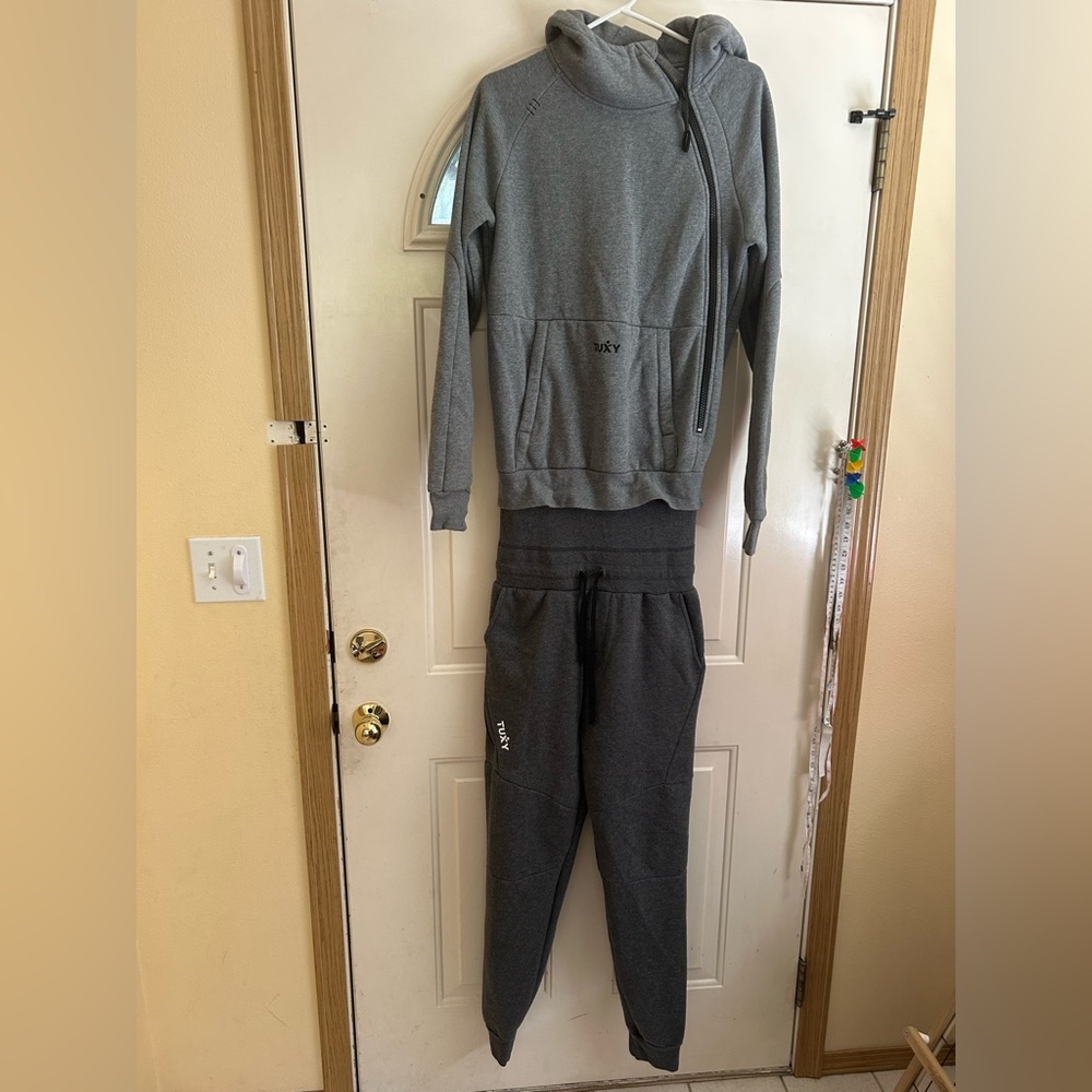 Tuxy Suit One Piece Sweatshirt Hoodie & Pants Jumpsuit  Loungwear Gray Men's S - Picture 3 of 10